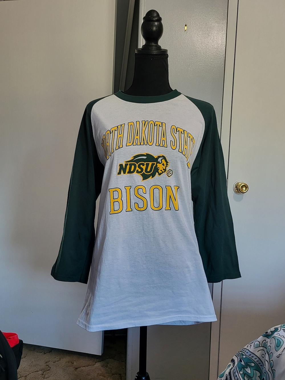 North Dakota State Bison Raglan Tee - Green & White